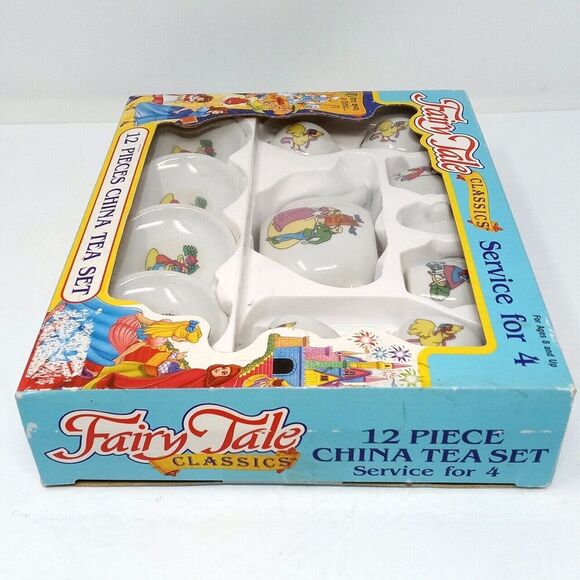 Vintage Fairy Tale Classics 12 Piece Service for 4 China Tea Party Play Set - Picture 6 of 7